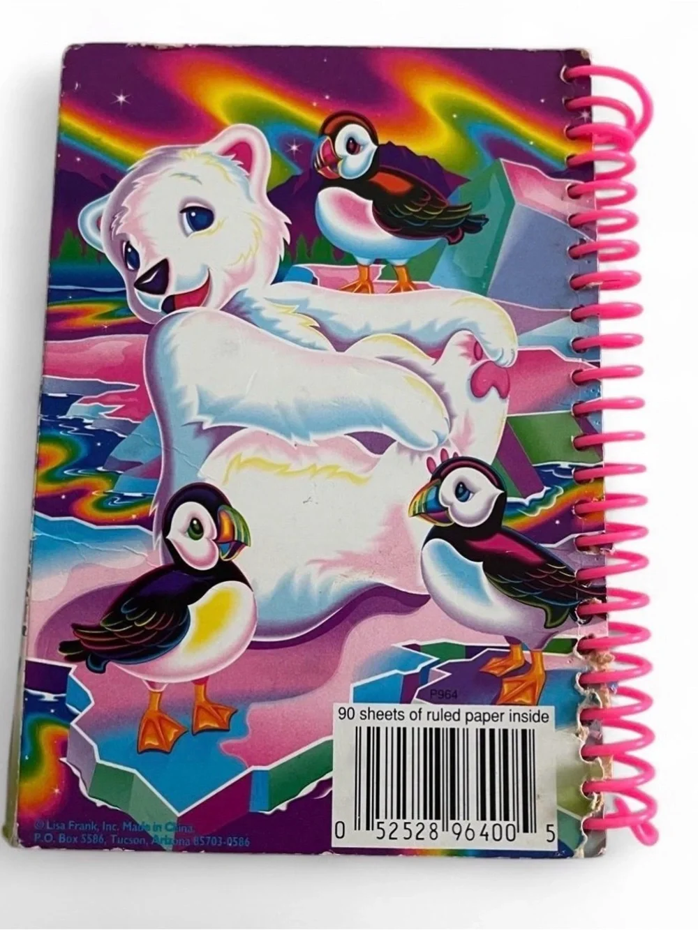 Vintage Lisa Frank Polar Bear Puffin Spiral Notebook Sheets Rainbow 90s Y2K